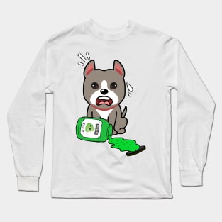 Cute grey dog Spills a jar of wasabi sauce Long Sleeve T-Shirt